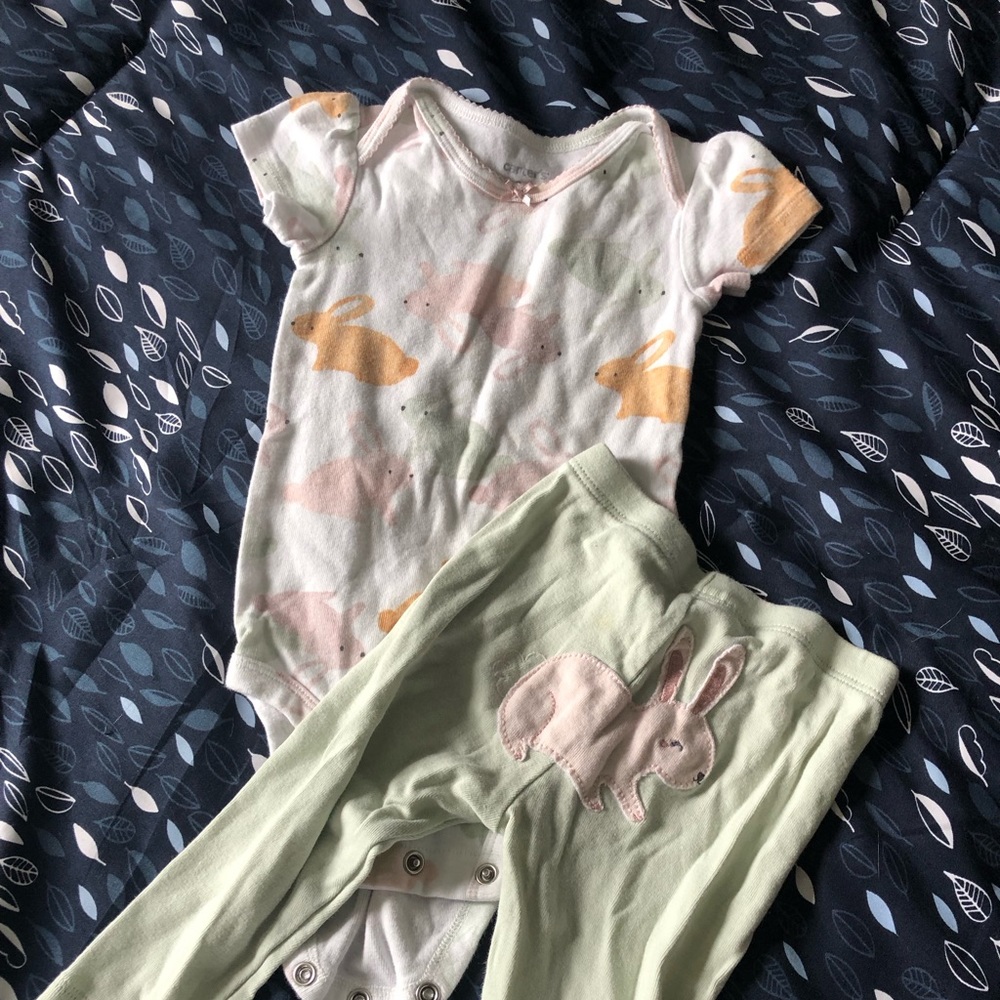 Carters 9 month bunny onesie & pants set